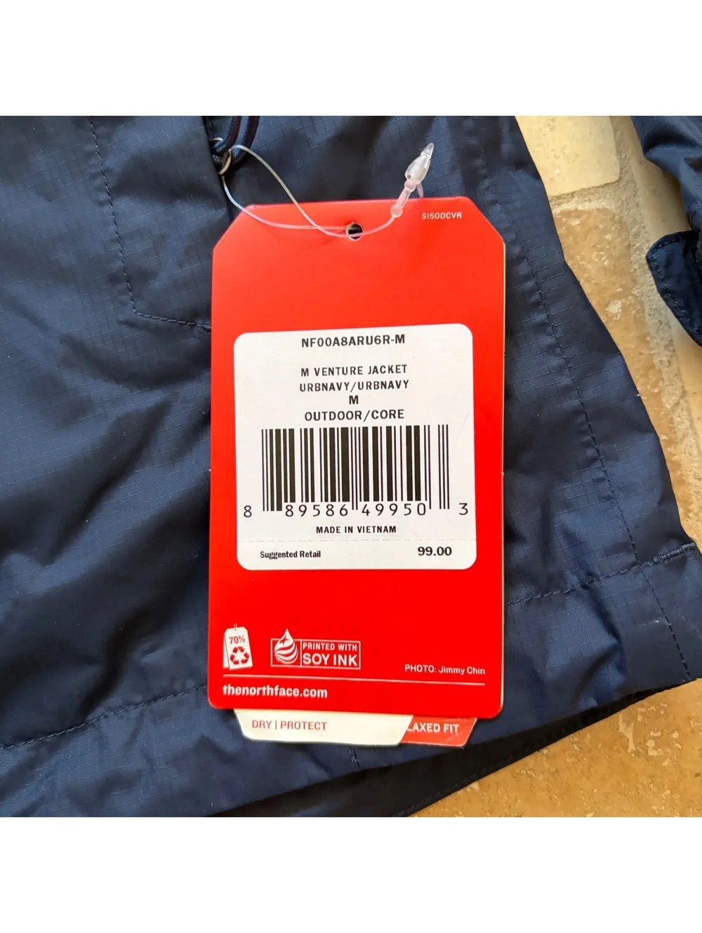 North Face Venture Hooded Rain Jacket Waterproof Urban Navy Men Size Medium NWT